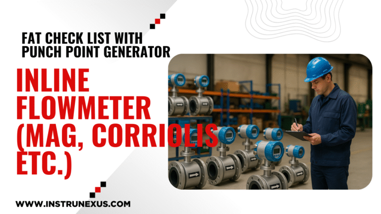 Inline Flowmeters such as Magnetic, Coriolis, and Vortex types  – FAT Check List